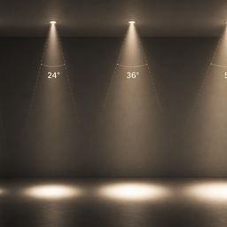 Daxili quraşdırılan işıqlıqlar üçün işığın yayılma bucağı: 15, 24, 36 və 50 dərəcə