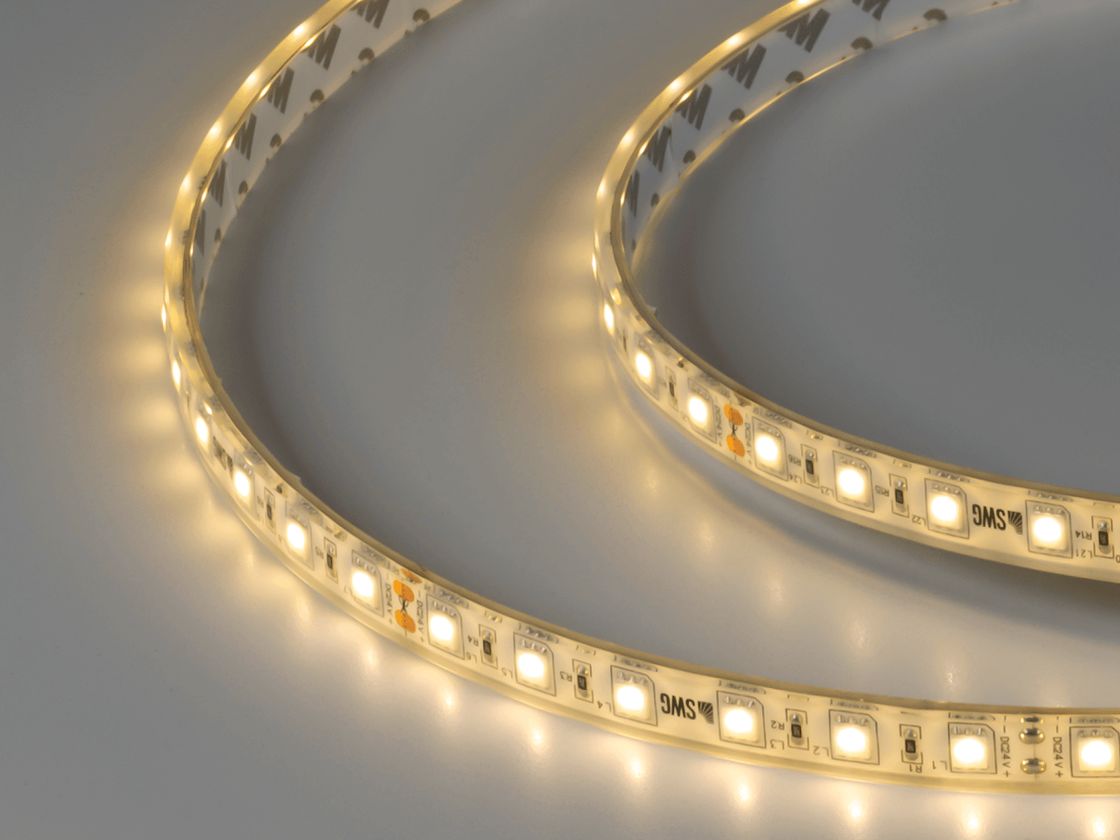 LED lent 5050, 60 LED/m, 14,4 Vt/m, 24V, IP68, Rəng: İsti ağ, SWG560-24-14.4-WW-68-M