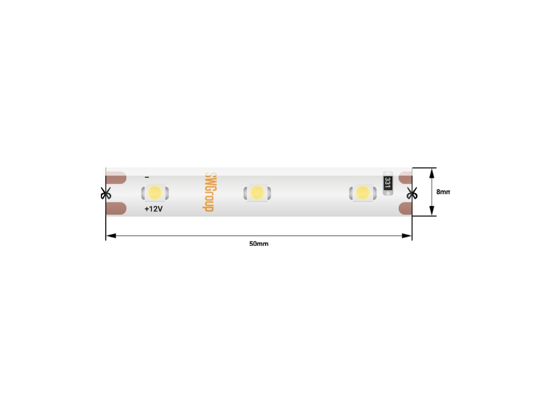 SMD3528 LED lentinin 12 V-luq fraqmenti, sarı işıq