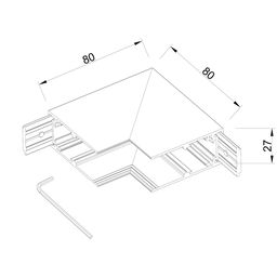 SY-LINK səthüstü şin sistemi üçün daxili künc konnektoru, SY-LINK-INT-S1-WH