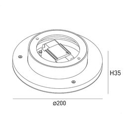 İşıqlandırıcının çertyoju: diametr 200 mm, hündürlük 35 mm