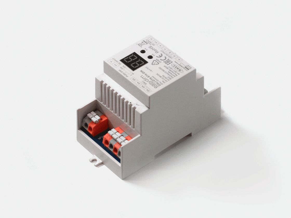 DIN-reykaya quraşdırılan DALI dimmer dekoderi, qoşulma klemmləri