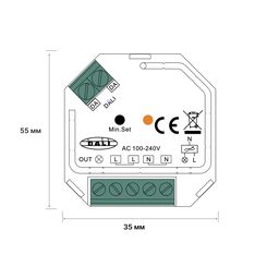 DALI dekoderi, 220V fazalı dimmer, Push-dim funksiyalı, DALI-DT6-DIM400