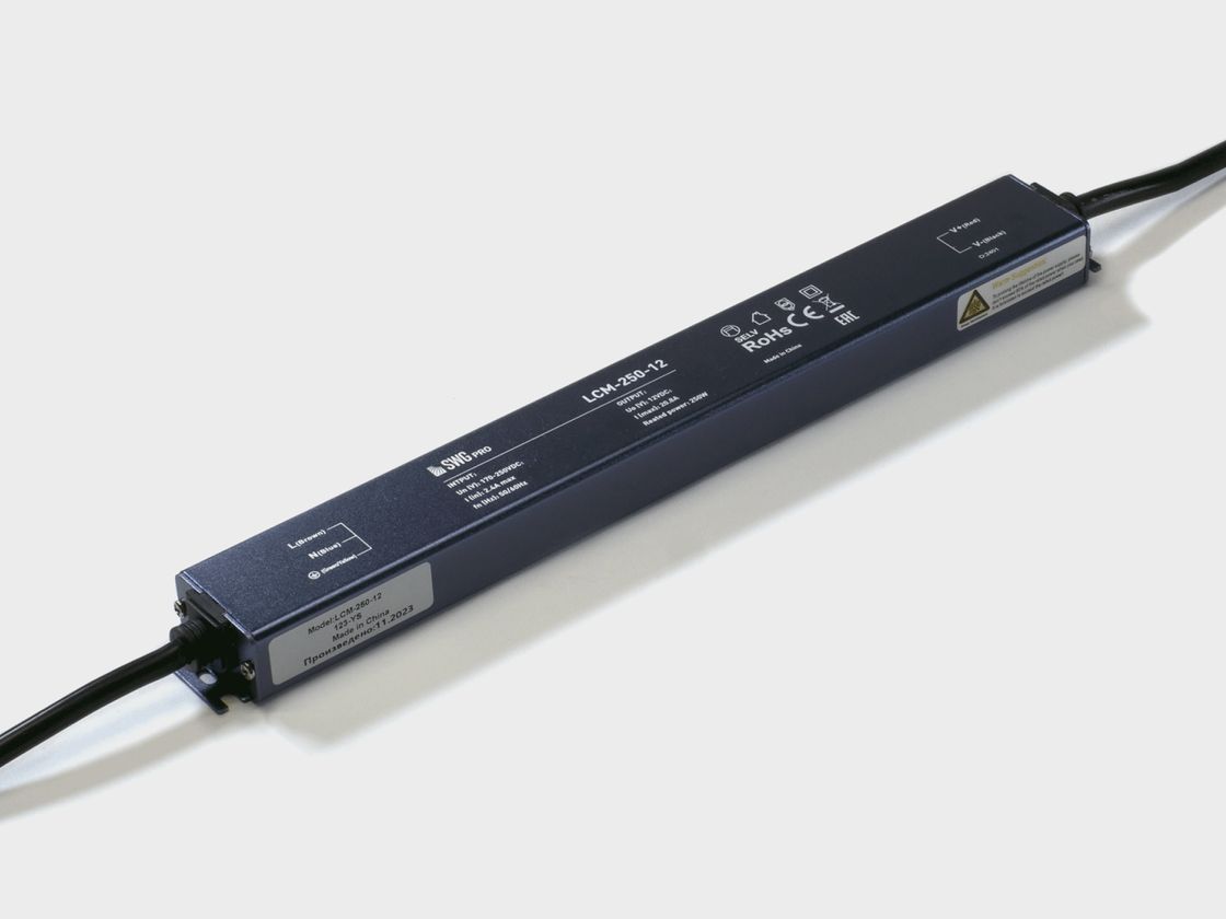 LCM-250-12 ultra nazik hermetik qidalanma bloku, qara korpus