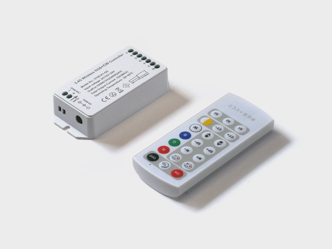 RGB+CCT kontroller, 2.4G pultla, 21 düymə, DC12/24V, <16A(MAX), SW-RGB-CW-2.4G-16A