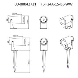 Landşaft LED işıqlandırıcı 15 Vt, 36°, 100-240V, 3000K (isti ağ), IP65, qara, FL-F24A-15-BL-WW