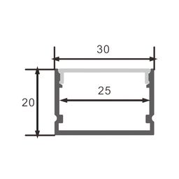 LED lent üçün alüminium üstündən montaj profili, diffuzor (ekran) ilə, 2 m, SF-3020