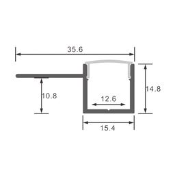 Gipskarton üçün LED lent profili, daxilə quraşdırılan, diffuzor (ekran) ilə, 2 m, RC-3515