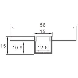 Gipskarton üçün LED lent profili, daxili montaj, diffuzor (ekran) ilə, 2 m, RC-5515