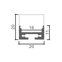 LED lent üçün alüminium üstmontaj profil, diffuzor (ekran) ilə, 2,5 m, LS.1911