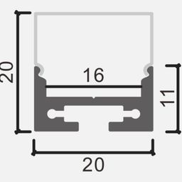LED lent üçün alüminium üstmontaj profil, diffuzor (ekran) ilə, 2,5 m, LS.1911