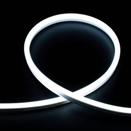 Qara fon üzərində əyilmiş soyuq ağ neon LED lent