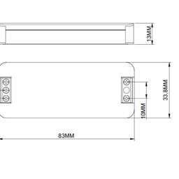 Slim qida bloku üçün qabarit ölçüləri çertyoju: 83×33,8×13 mm