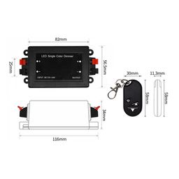 Lent üçün dimmer brelokla 8A 12V/24V, RF-DIM-3-8A