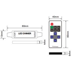 Tək rəngli LED lent üçün mini dimmer, radio, 11 düymə, RF-DIM-11-6A, RF-DIM-11-6A