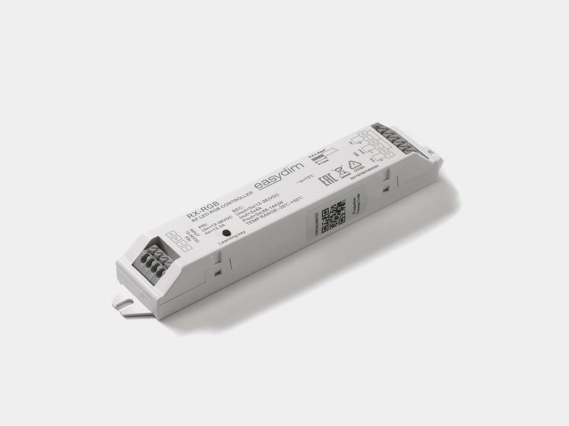 EasyDim RX-RGB RGB qəbuledici-kontroller, ağ korpus, klemmlər