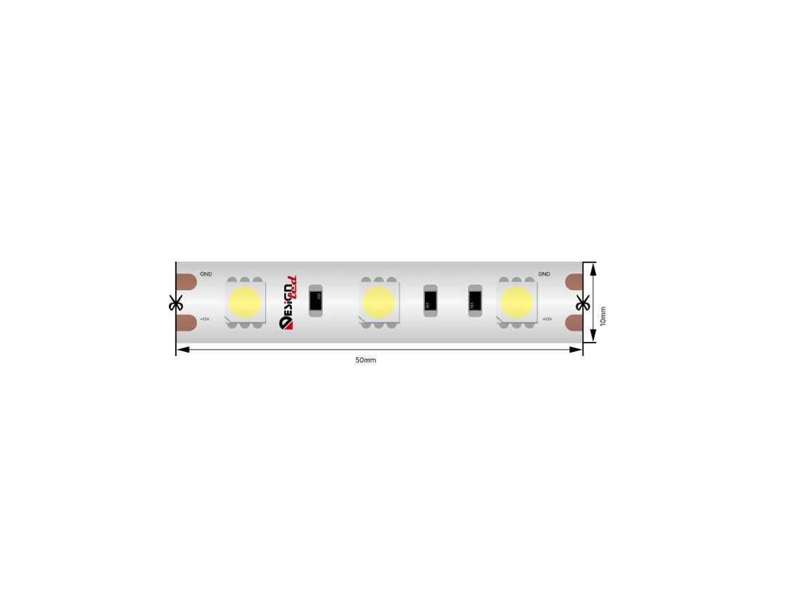 5050 LED-lərin və kontakt meydançalarının yaxın plan görüntüsü