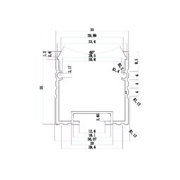 LED lent üçün üstən montajlı alüminium profil, 2 m, SF-3535