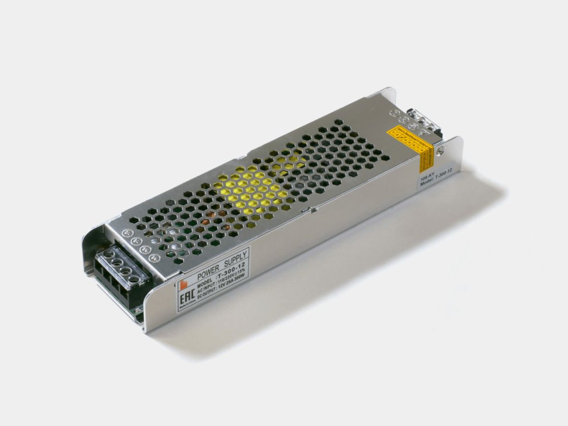 Dar 12V 300W IP20 qida bloku, yuxarıdan görünüş