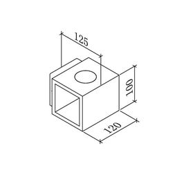 KUB divar lampasının ölçü sxemi: 120×100×125 mm