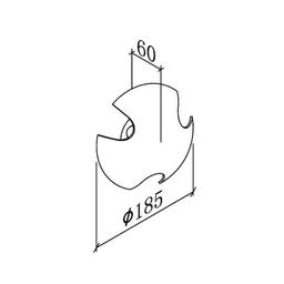 Divara quraşdırılan işıqlandırıcının ölçü sxemi, diametri 185 mm