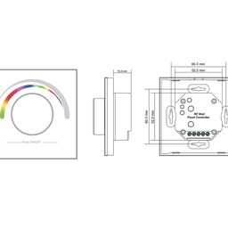 RGB lent üçün 1 zona valkodorlu divara quraşdırılan radio panel W-RGB (W), ağ, W-RGB-W
