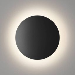 Qara rəngli dairəvi divar lampası, ön görünüş, halo effekti