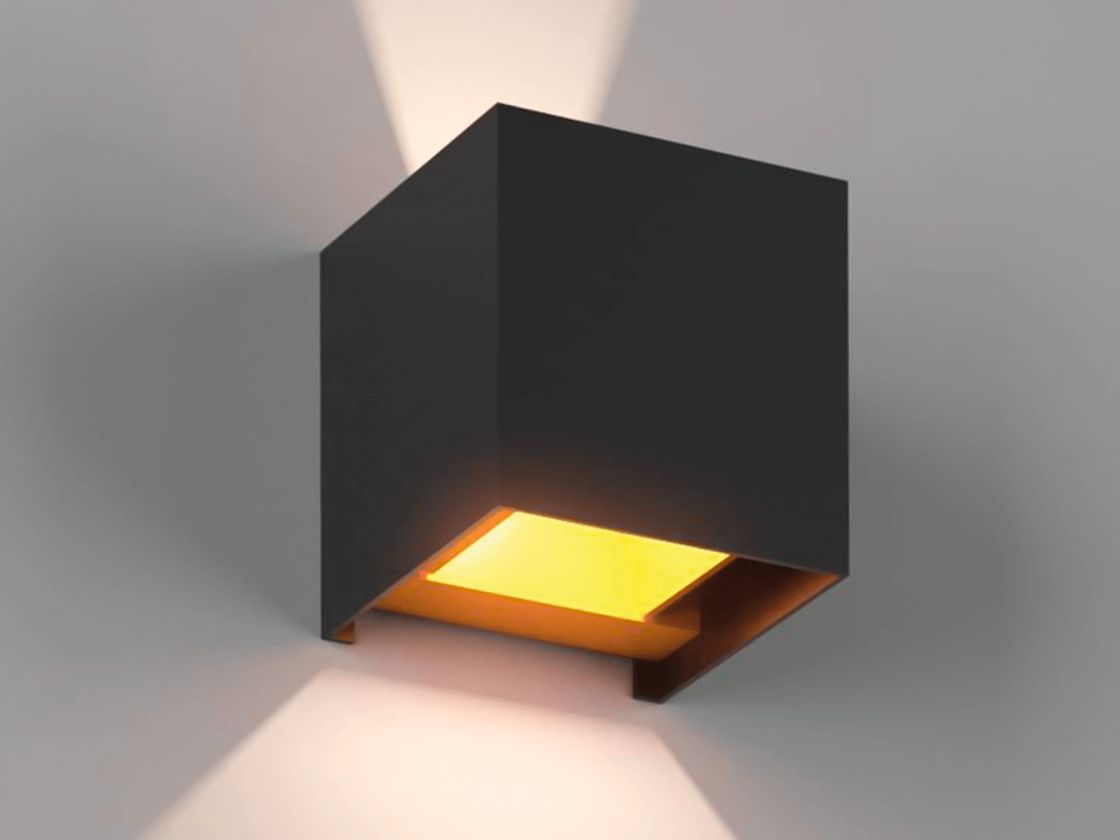 Divar üçün kub formalı LED işıqlandırıcı, qara rəng, işıq axını yuxarı və aşağı