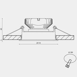 COMBO quraşdırılan korpusun çertyoju: ölçülər və 105 mm montaj dəliyi