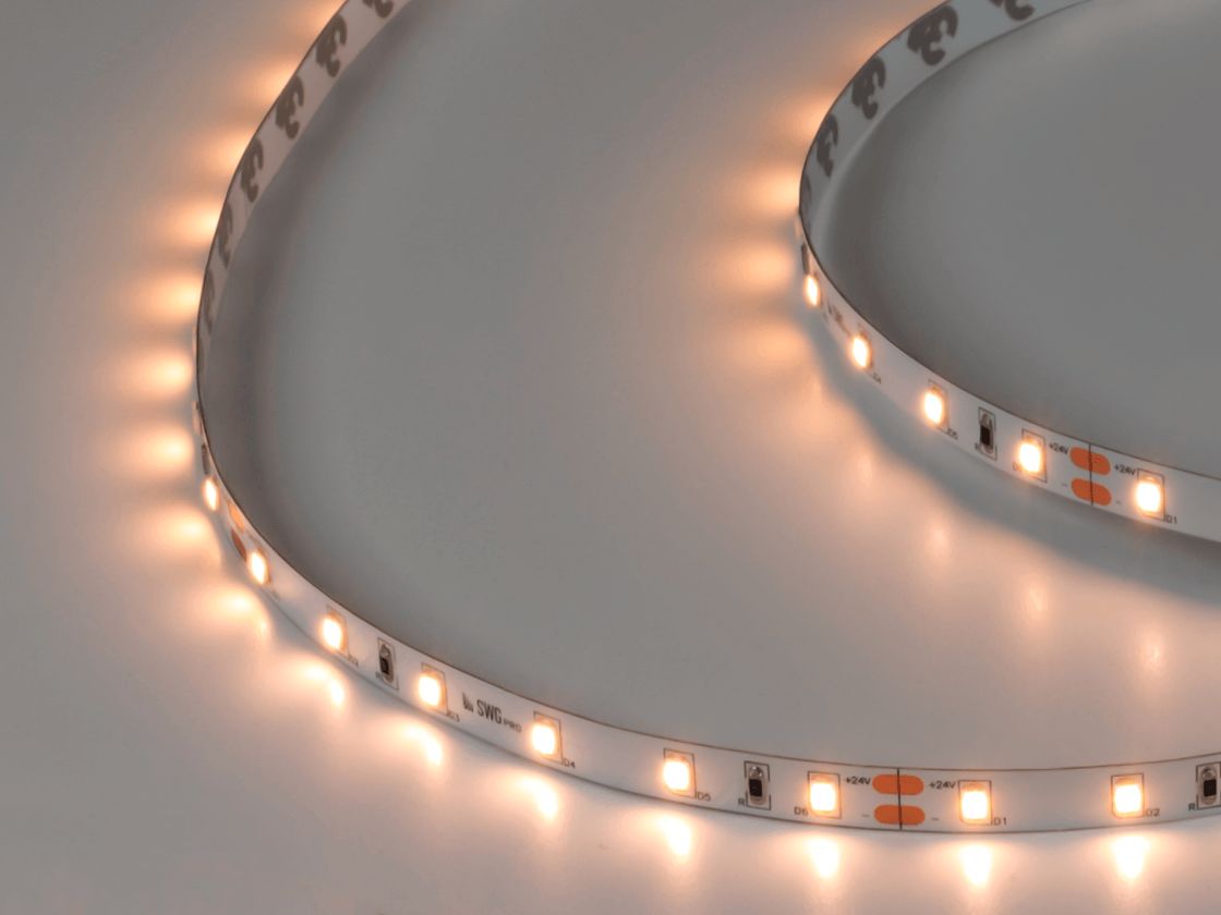 SWG PRO 2835 LED lent, 60 LED/m, 4,8 Vt/m, 24V, IP20, Rəng: İsti ağ, SWG2P60-24-4.8-WW