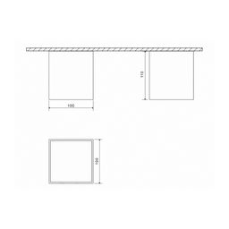 Yerüstü montajlı işıqlandırma qurğusunun çertyoju, ölçülər 100×100×110 mm