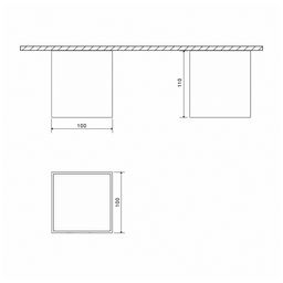 100×100×110 mm ölçülü səthüstü işıqlandırıcının ölçü sxemi