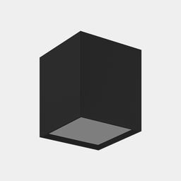 Qara rəngli kvadrat formalı səthə montaj olunan işıqlandırıcı, ümumi görünüş