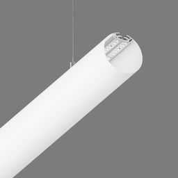 İçərisində LED lent olan PT60-2,5 asma profilin bucaqdan görünüşü