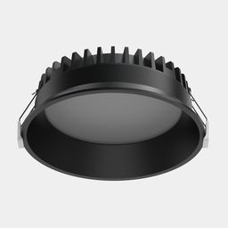 Daxildən quraşdırılan işıqlandırıcı, aşağıdan görünüş: qara korpus və radiator