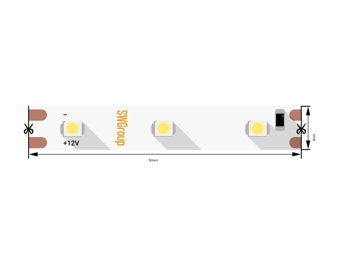 SMD3528 LED lentinin fraqmenti, 12 V, IP20