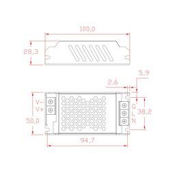 LED lent üçün qida bloku LUX kompakt, 12V, 60W, IP20, T-60-12-LUX