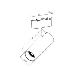 SY трək üçün işıqlandırıcı, qara, 20 Vt, 4000K, SY-DIM-601202-BL-20-NW