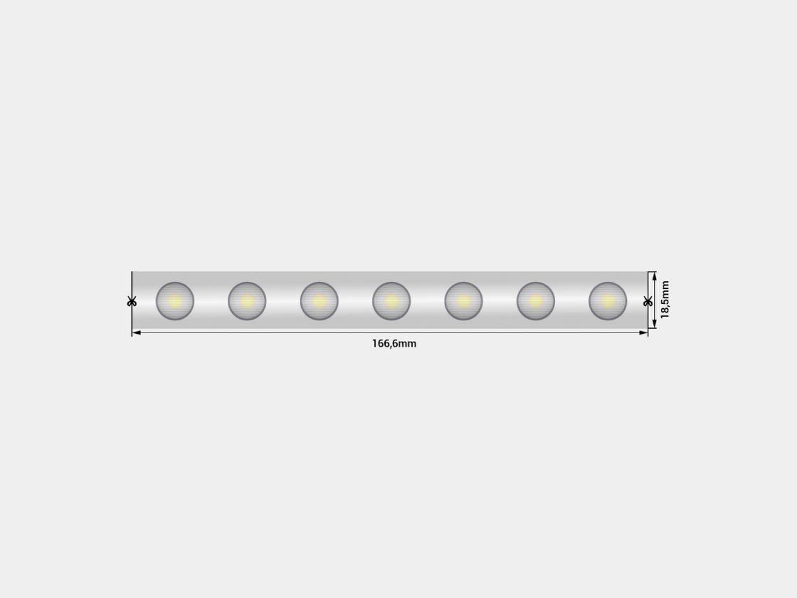 166,6 mm kəsmə addımı olan LED lentin sxemi