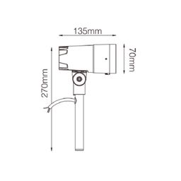 PORA işıqlandırıcısının ölçü sxemi: 135×70×270 mm