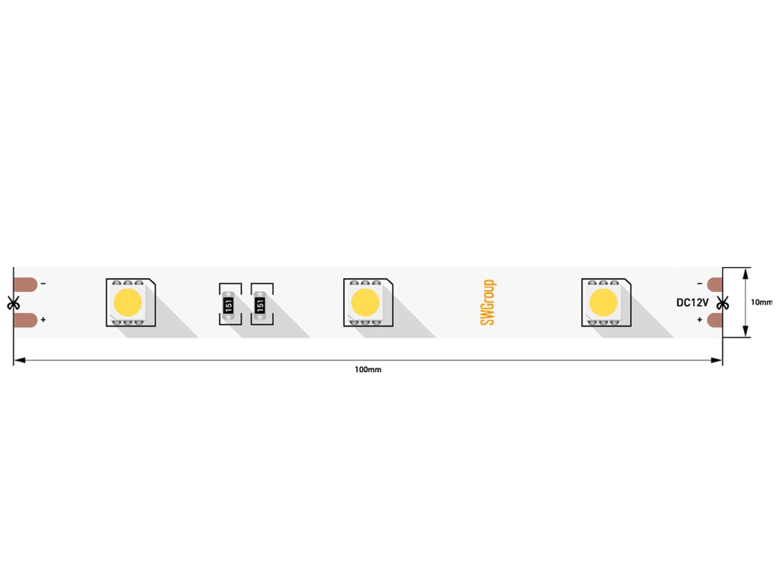 SMD5050 LED lentinin 12V IP20 seqmenti