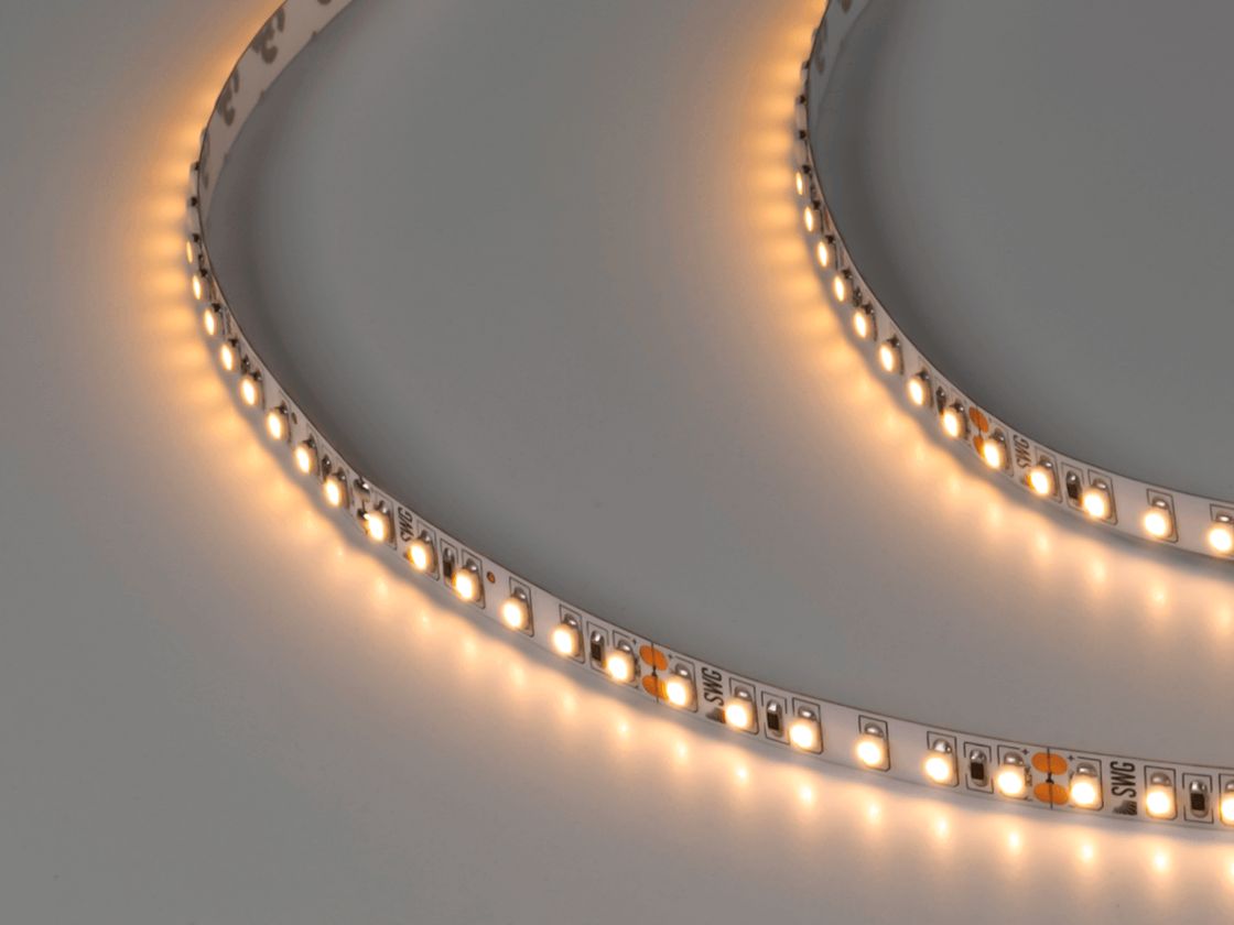 LED lent 3528, 120 LED/m, 9,6 Vt/m, 24V, IP20, Rəng: İsti ağ, SWG3120-24-9.6-WW-M