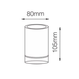 İşıqlandırıcının ölçü sxemi: diametri 80 mm, hündürlüyü 105 mm