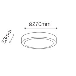 İşıqlandırıcının ölçü sxemi: diametr 270 mm, hündürlük 53 mm