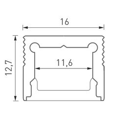 Ekranlı LS1613 alüminium profilinin kəsiyi