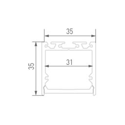 35×35 profilin kəsik çertyoju və 31 mm lent eni