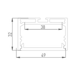 LS 4932 alüminium profilinin kəsiyi, ölçülər 49×32